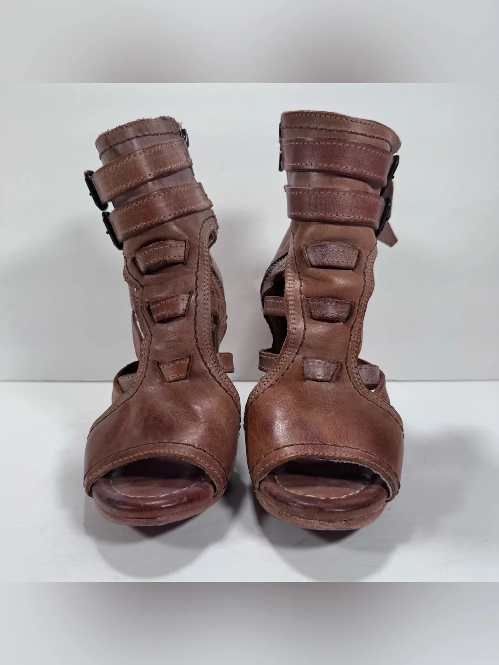 Freebird By Steven Tiara Tan Leather Chunky Block Heel Strappy Sandals Women 7